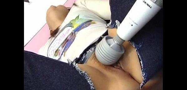  Kaori Natsuno gets vibrators and cock through tight and cut jeans